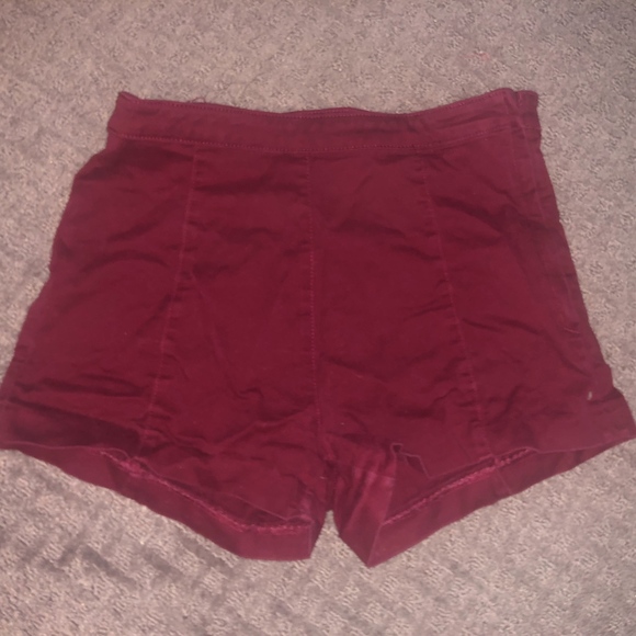 High-Waisted Maroon Shorts - Picture 1 of 2